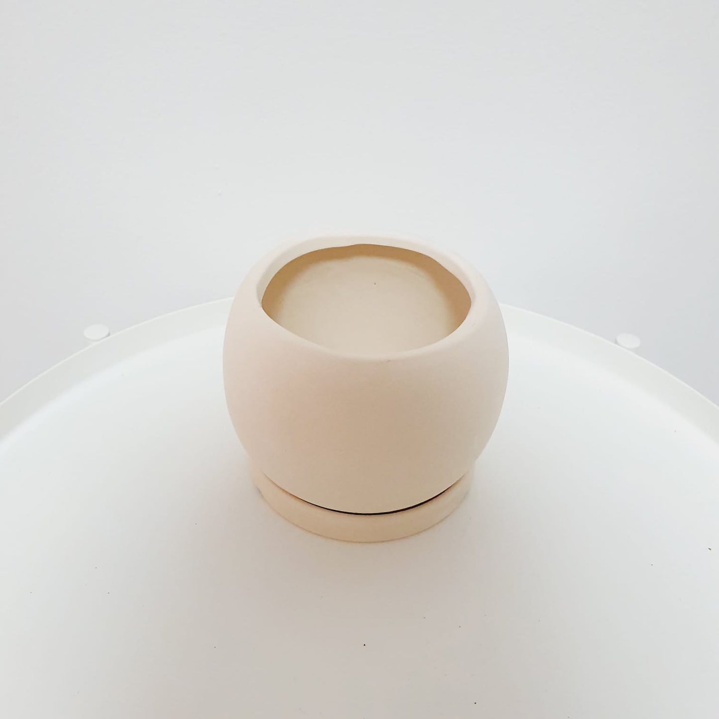 Round Ceramic Pot with Saucer